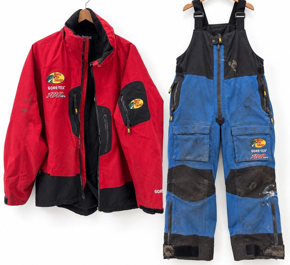 Bass Pro Shops Gore Tex 100 MPH Jacket Bibs Rain Suit Work Gear Mens XL READ